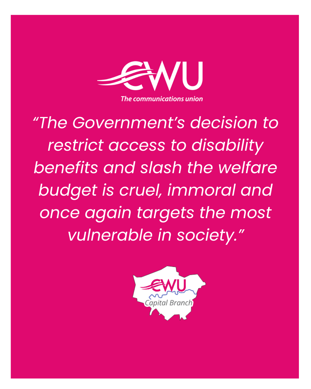 CWU Statement on Labour’s Benefit Cuts