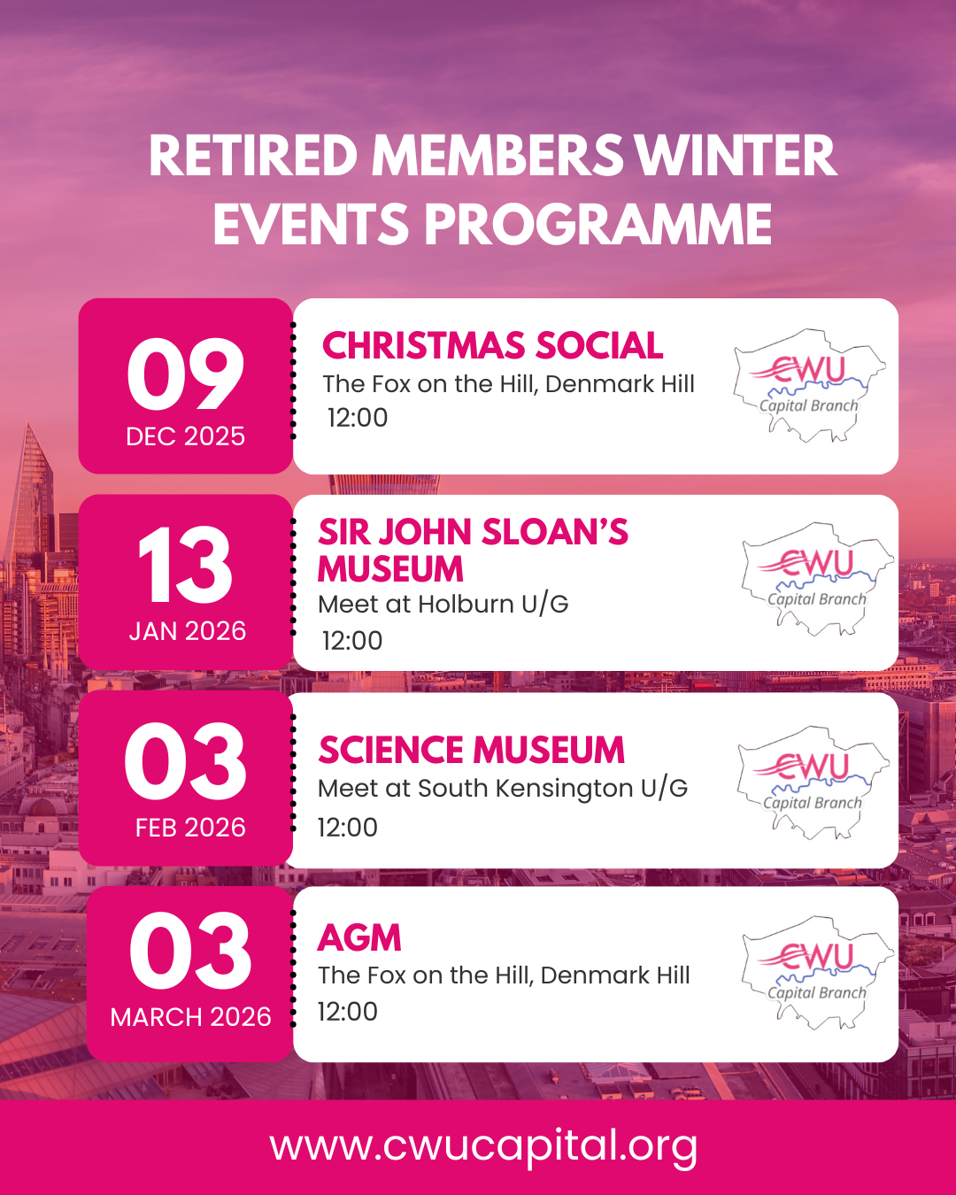 Retired Members Winter Programme